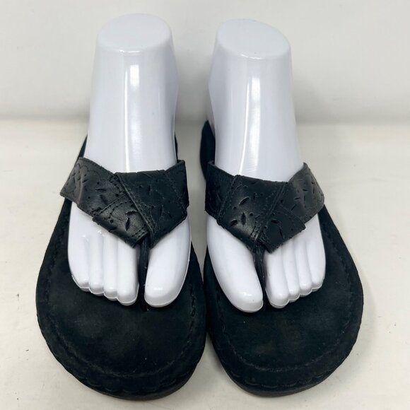 Easy Spirit Womens Black Laser Cut Knot Thong Sandal Size 8 M - Picture 3 of 9